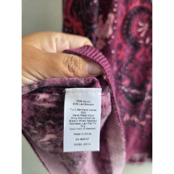 Talbots Women Burgunday Red Tapestry Lambswool Blend Cardigan Sweater size 2X - Picture 7 of 7